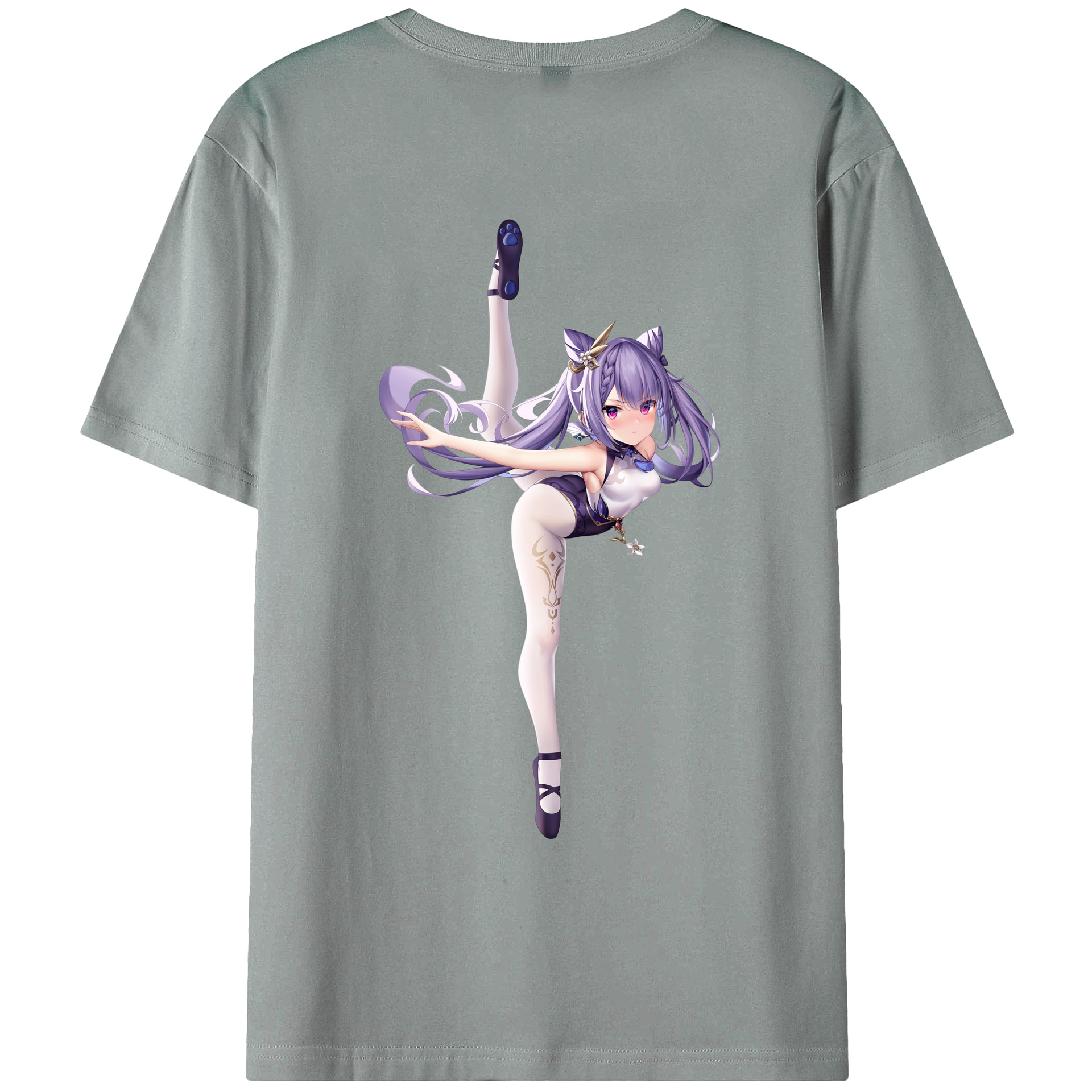 げんし神 刻晴 こくせい genshin Kokusei 綿100％ メンズ半袖Tシャツ（バックプリント） 通気性